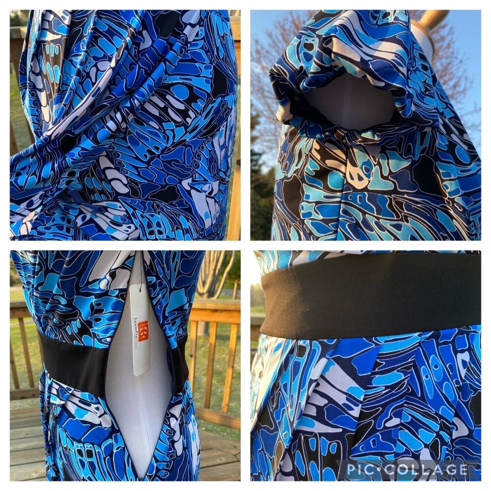 LAUNDRY By Design Abyss Dress Size 2 Faux Wrap Puff Sleeve Multicolor NWT - Picture 8 of 16
